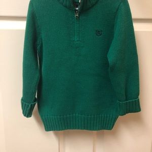 Boys Chaps  green pullover sweater 1/4 zip front size 5.  Christmas